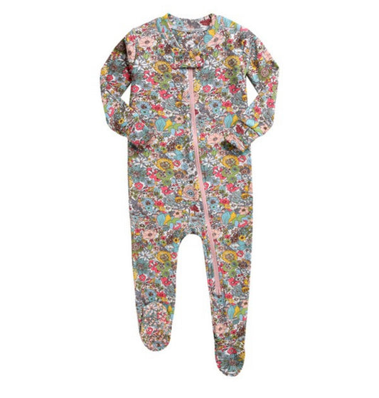 Zippered Footie Pajama (Floral)
